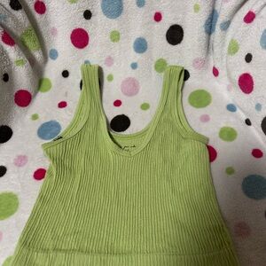 Green Ribbed Tank Top